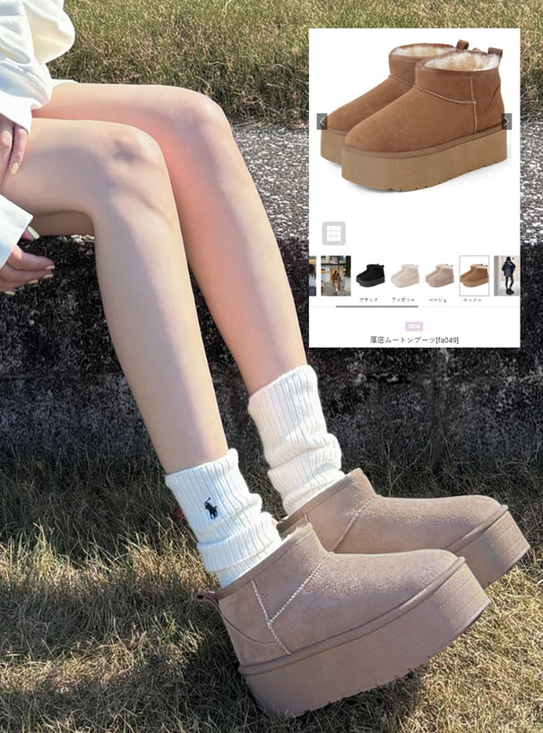 Platform Faux Fur Ankle Boots 厚底仿毛短靴 [fa049] 1