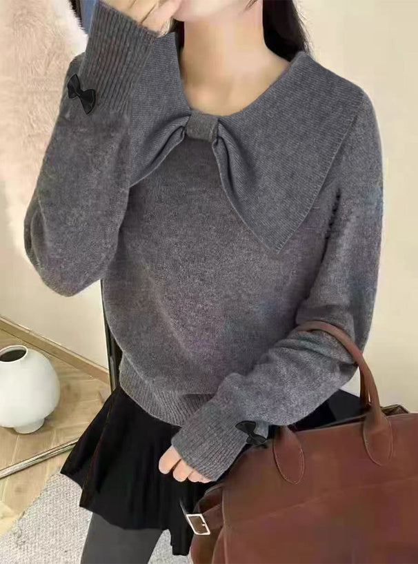 Big Bow Collar Glitter Knit Top 大蝴蝶結領亮蔥針織上衣 [ac2777] 1