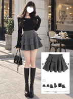 ai336 Herringbone Tiered Frill Mini Skirt 人字紋層次荷葉邊迷你裙 1