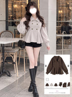 Double Button Peplum Blouse 雙鈕扣荷葉襬襯衫 [cc155b] – 1