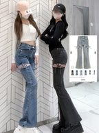 Side Cutout Ribbon Flared Jeans 側鏤空蝴蝶結喇叭牛仔褲 [cu578] 1