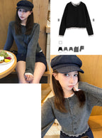 Lace Layered-Look Knit Cardigan 蕾絲假兩件針織開襟衫 [dpk504] 1