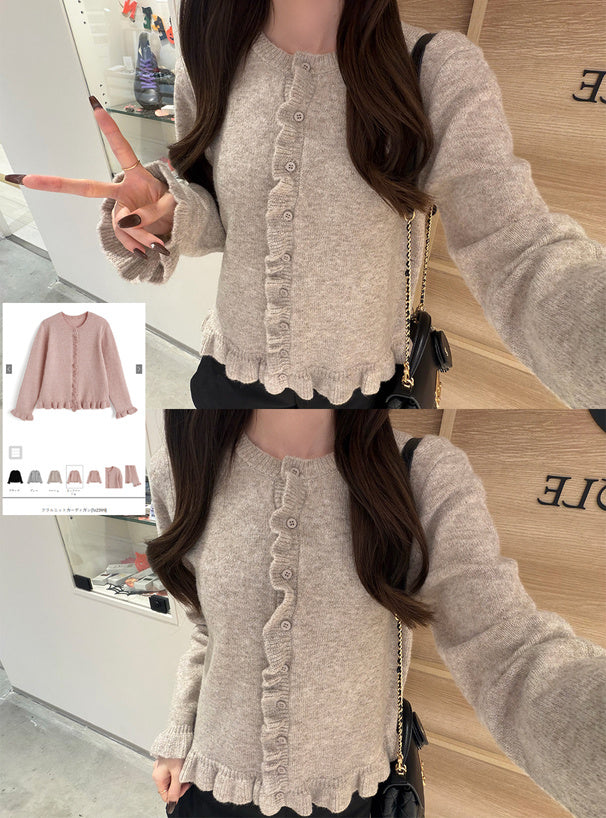 Ruffle Knit Cardigan 荷葉邊針織開襟外套 [fo2399] — 1