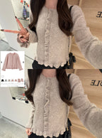 Ruffle Knit Cardigan 荷葉邊針織開襟外套 [fo2399] — 1