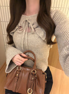 Cutout Ribbon Knit Top 鏤空蝴蝶結針織上衣 [gf111] 1