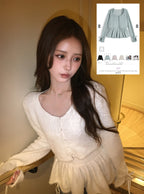 GRL gn637 Shaggy Frill Camisole & Cardigan Set 毛絨荷葉襬吊帶背心與開襟衫套裝 — 1