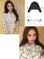 GRL gn649 Bow Tweed Check Jacket 蝴蝶結格紋斜紋軟呢風外套 1