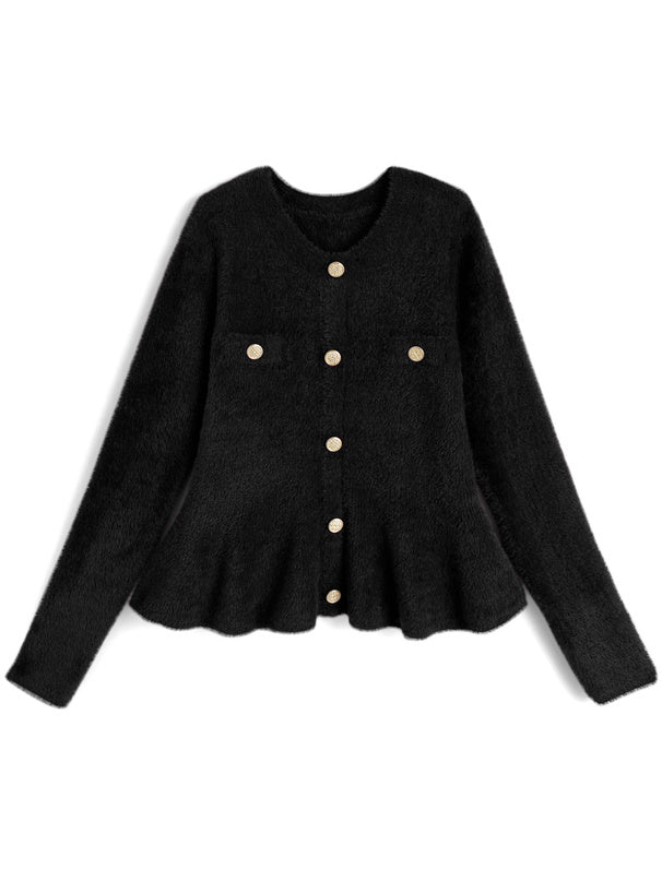 Shaggy Peplum Knit Top 毛絨荷葉襬針織上衣 [lt201]