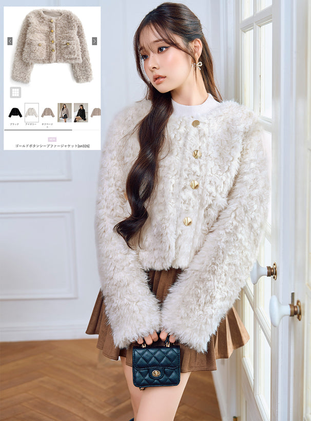 GRL on326 Gold Button Faux Shearling Jacket 金色鈕扣仿羊羔絨外套 — 1