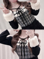 GRL ru1815 layered-look faux-fur trim top — image 1