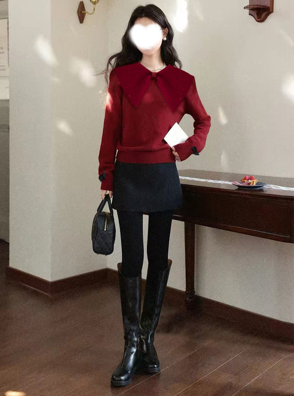 Big Bow Collar Glitter Knit Top 大蝴蝶結領亮蔥針織上衣 [ac2777] 2