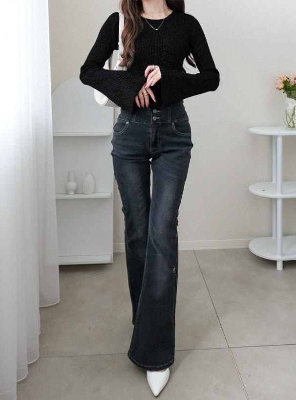 Ribbed Flare Sleeve Knit Top 羅紋喇叭袖針織上衣 [ai249] – image 2