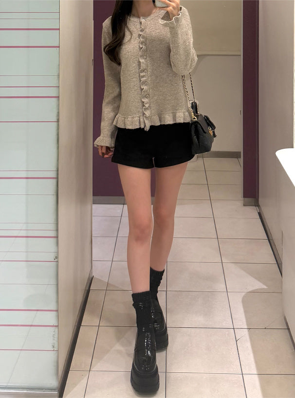 Ruffle Knit Cardigan 荷葉邊針織開襟外套 [fo2399] — 2