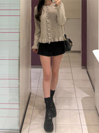 Ruffle Knit Cardigan 荷葉邊針織開襟外套 [fo2399] — 2