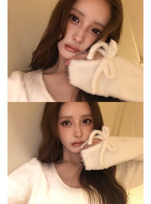 GRL gn637 Shaggy Frill Camisole & Cardigan Set 毛絨荷葉襬吊帶背心與開襟衫套裝 — 2