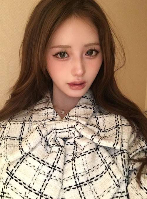GRL gn649 Bow Tweed Check Jacket 蝴蝶結格紋斜紋軟呢風外套 2
