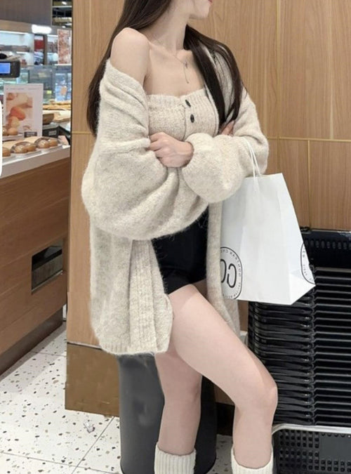 Cardigan and Bandeau Knit Set 針織開襟外套與平口上衣套裝 [lt141] 2