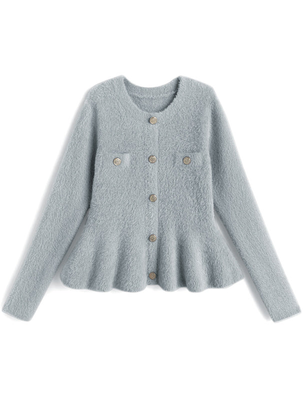Shaggy Peplum Knit Top 毛絨荷葉襬針織上衣 [lt201]