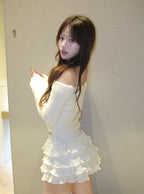 Off Shoulder Shaggy Knit Top 露肩毛絨針織上衣 [th083] — 2