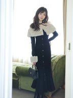 Faux Fur Trim Off-Shoulder Mermaid Knit Dress 仿毛皮拼接露肩魚尾針織連身裙 [ru1850] — 3
