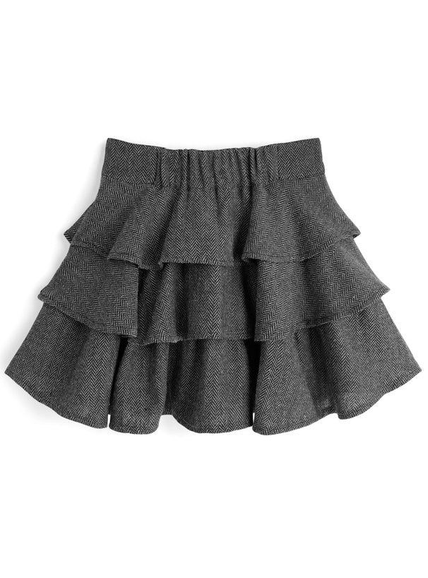ai336 Herringbone Tiered Frill Mini Skirt 人字紋層次荷葉邊迷你裙 3