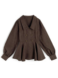 Double Button Peplum Blouse 雙鈕扣荷葉襬襯衫 [cc155b] – 3