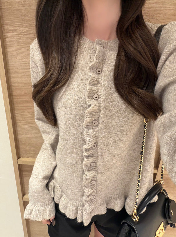 Ruffle Knit Cardigan 荷葉邊針織開襟外套 [fo2399] — 3