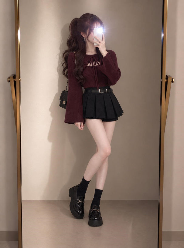 Cutout Ribbon Knit Top 鏤空蝴蝶結針織上衣 [gf111] 3