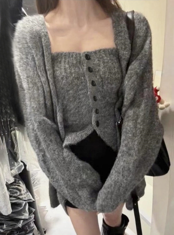 Cardigan and Bandeau Knit Set 針織開襟外套與平口上衣套裝 [lt141] 3