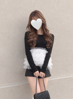 Tulle Peplum Knit Top 薄紗拼接荷葉襬針織上衣 [lt198] – 3