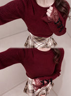 Ribbon Lace Rib Knit Top 蝴蝶結蕾絲羅紋針織上衣 [pm791a] — 3