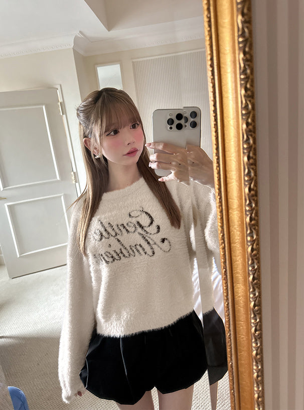 Logo Shaggy Knit Top 標誌毛絨針織上衣 [pm845] — 3