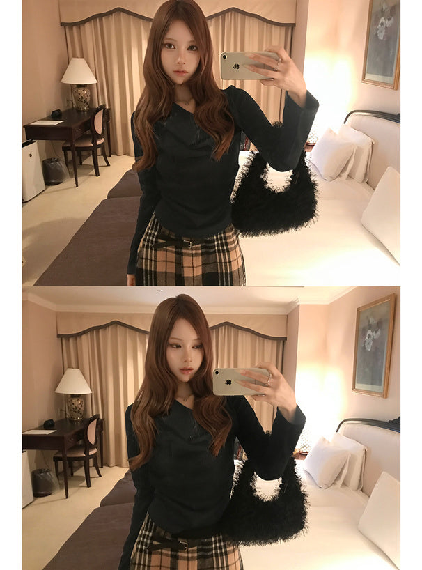 Halter Neck Layered Look Drape Top 掛頸假兩件垂墜上衣 [ru1997] — 3