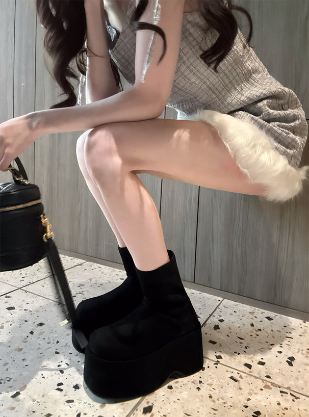 Suede Platform Boots 麂皮厚底短靴 [zr1140]