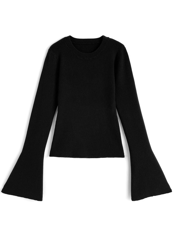 Ribbed Flare Sleeve Knit Top 羅紋喇叭袖針織上衣 [ai249] – image 4