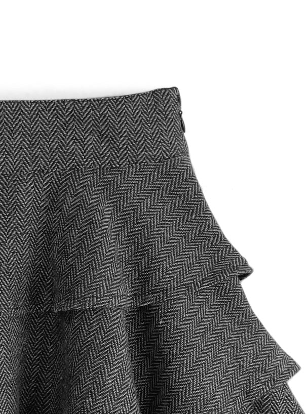 ai336 Herringbone Tiered Frill Mini Skirt 人字紋層次荷葉邊迷你裙 4