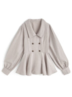 Double Button Peplum Blouse 雙鈕扣荷葉襬襯衫 [cc155b] – 4