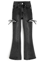 Side Cutout Ribbon Flared Jeans 側鏤空蝴蝶結喇叭牛仔褲 [cu578] 4