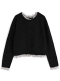 Lace Layered-Look Knit Cardigan 蕾絲假兩件針織開襟衫 [dpk504] 4