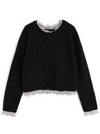 Lace Layered-Look Knit Cardigan 蕾絲假兩件針織開襟衫 [dpk504] 4