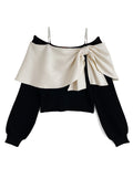 Rhinestone Bow Off-Shoulder Knit Top 水鑽蝴蝶結露肩針織上衣 [dr850a] 4