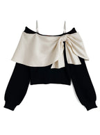 Rhinestone Bow Off-Shoulder Knit Top 水鑽蝴蝶結露肩針織上衣 [dr850a] 4
