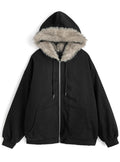 Faux Fur Hooded Padded Jacket 仿毛連帽鋪棉外套 [fu373] — 4