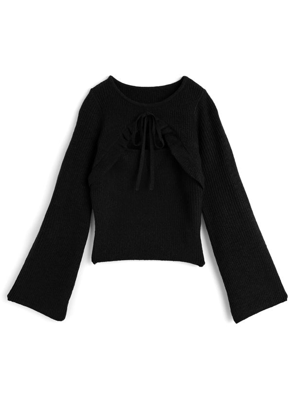 Cutout Ribbon Knit Top 鏤空蝴蝶結針織上衣 [gf111] 4