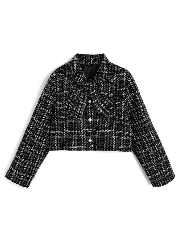 GRL gn649 Bow Tweed Check Jacket 蝴蝶結格紋斜紋軟呢風外套 4