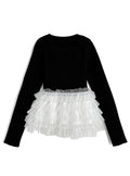 Tulle Peplum Knit Top 薄紗拼接荷葉襬針織上衣 [lt198] – 4