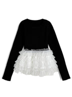 Tulle Peplum Knit Top 薄紗拼接荷葉襬針織上衣 [lt198] – 4