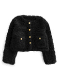 GRL on326 Gold Button Faux Shearling Jacket 金色鈕扣仿羊羔絨外套 — 4