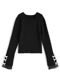 Ribbon Lace Rib Knit Top 蝴蝶結蕾絲羅紋針織上衣 [pm791a] — 4