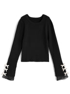 Ribbon Lace Rib Knit Top 蝴蝶結蕾絲羅紋針織上衣 [pm791a] — 4